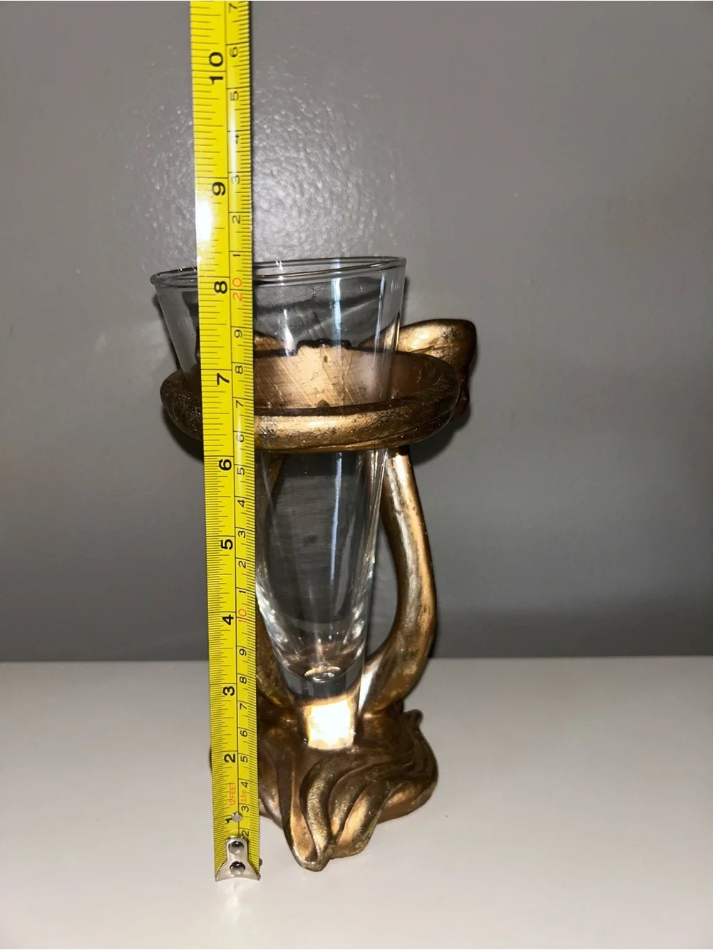 Coveted Vintage Gilt Gold Bow Vase Coquette Classic Resin 1995 YY Decor W/ Bowl
